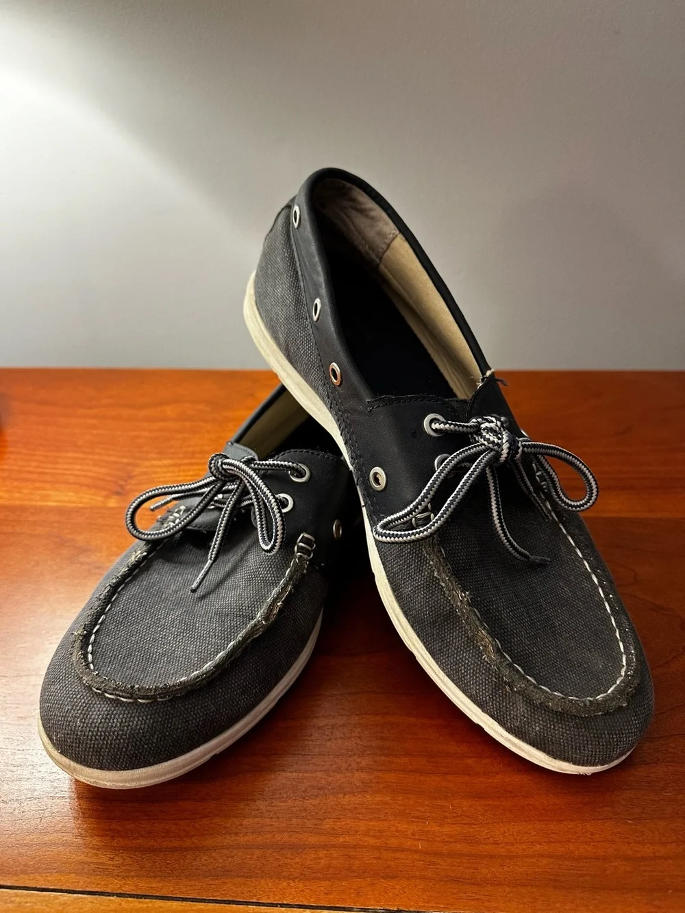 Men's Casual Canvas Boat Shoes - Navy Blue (Size 9)